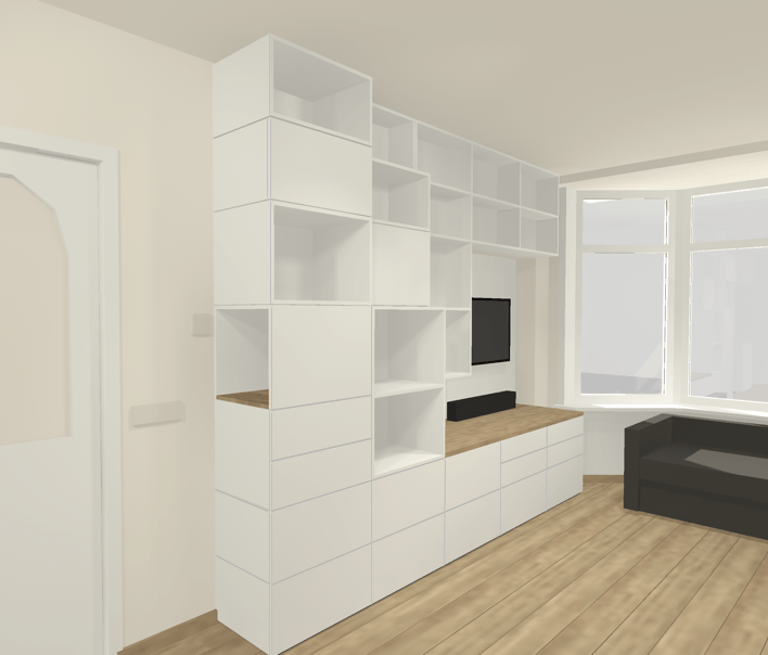 3D impressie kastenwand