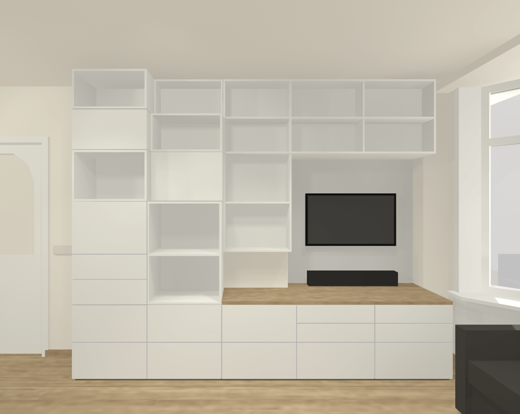 3D impressie kastenwand