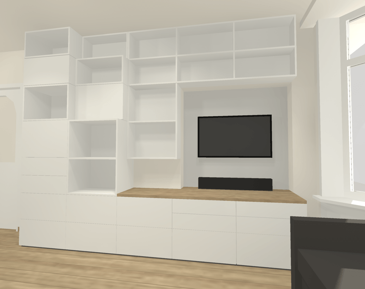 3D impressie kastenwand