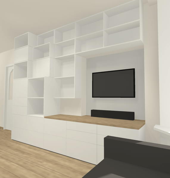 3D impressie kastenwand
