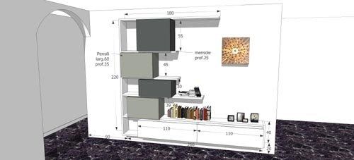 progetto mobili in legno per soggiorno