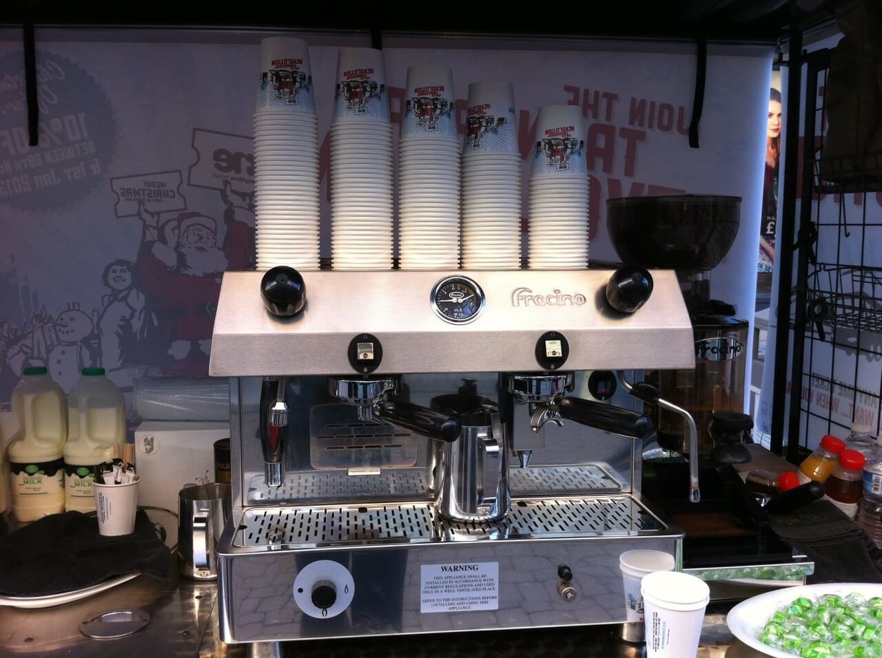 coffee machine on the coffee cart