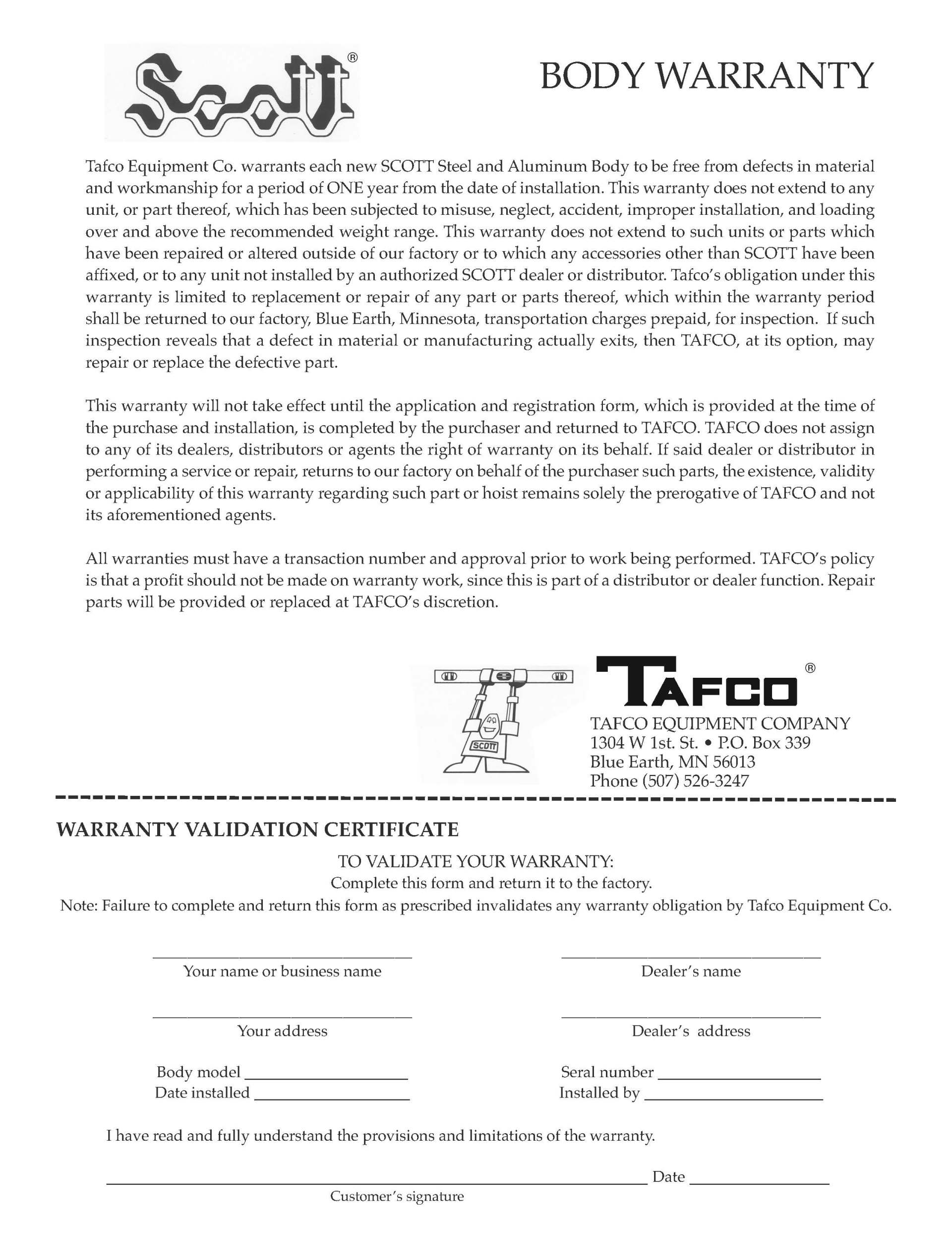 It is a warranty certificate for a product.