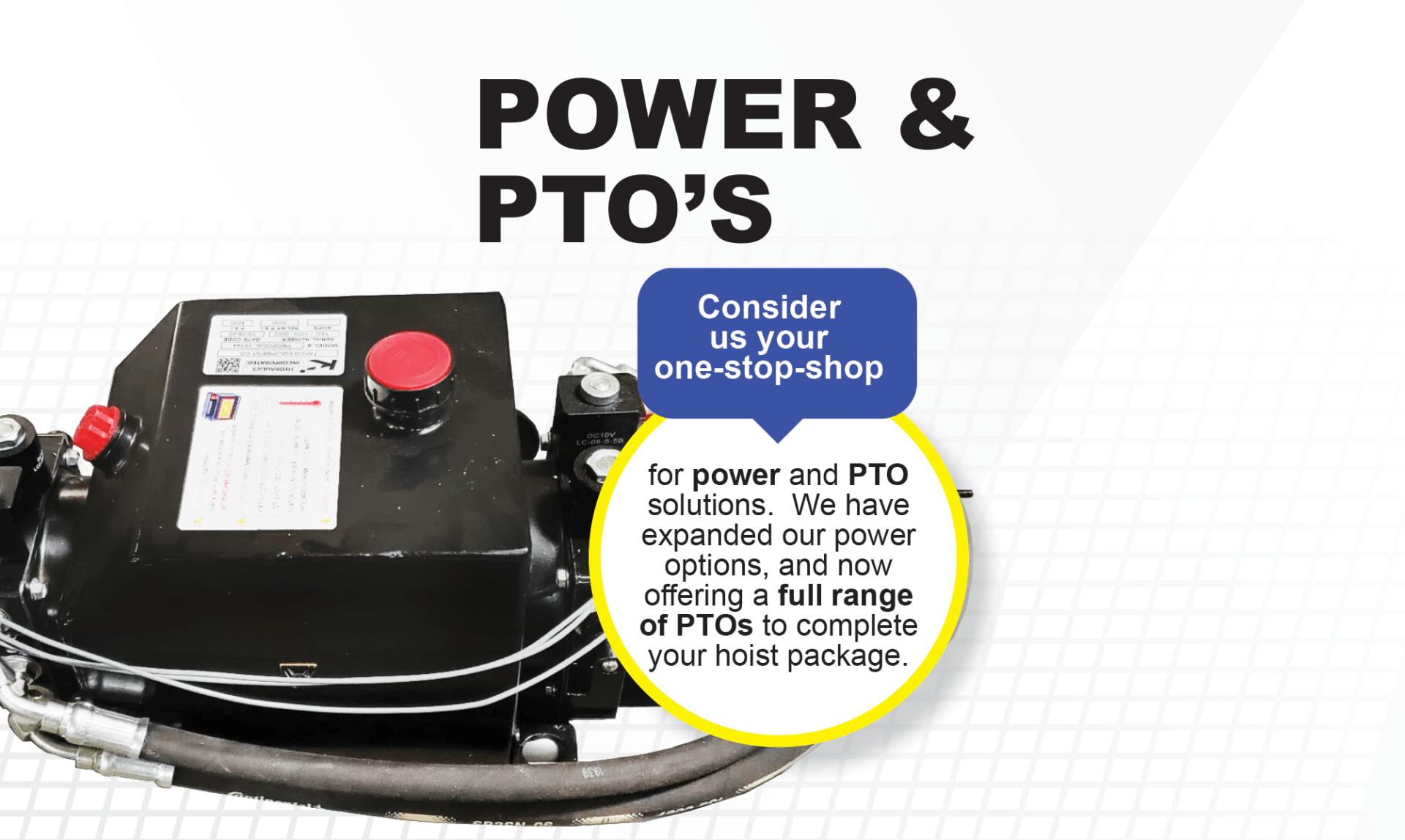 A picture of a power and pto system on a white background.