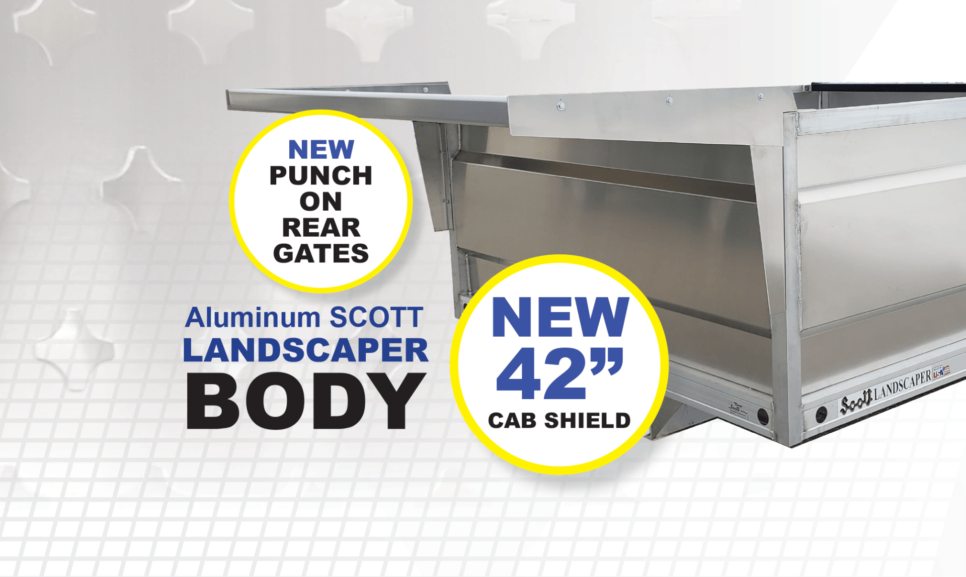 A picture of an aluminum scott landscaper body