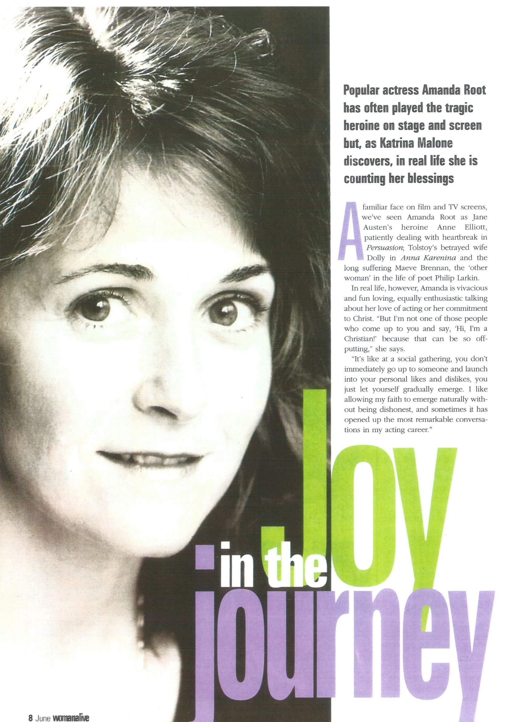 A portrait of a woman next to the article title