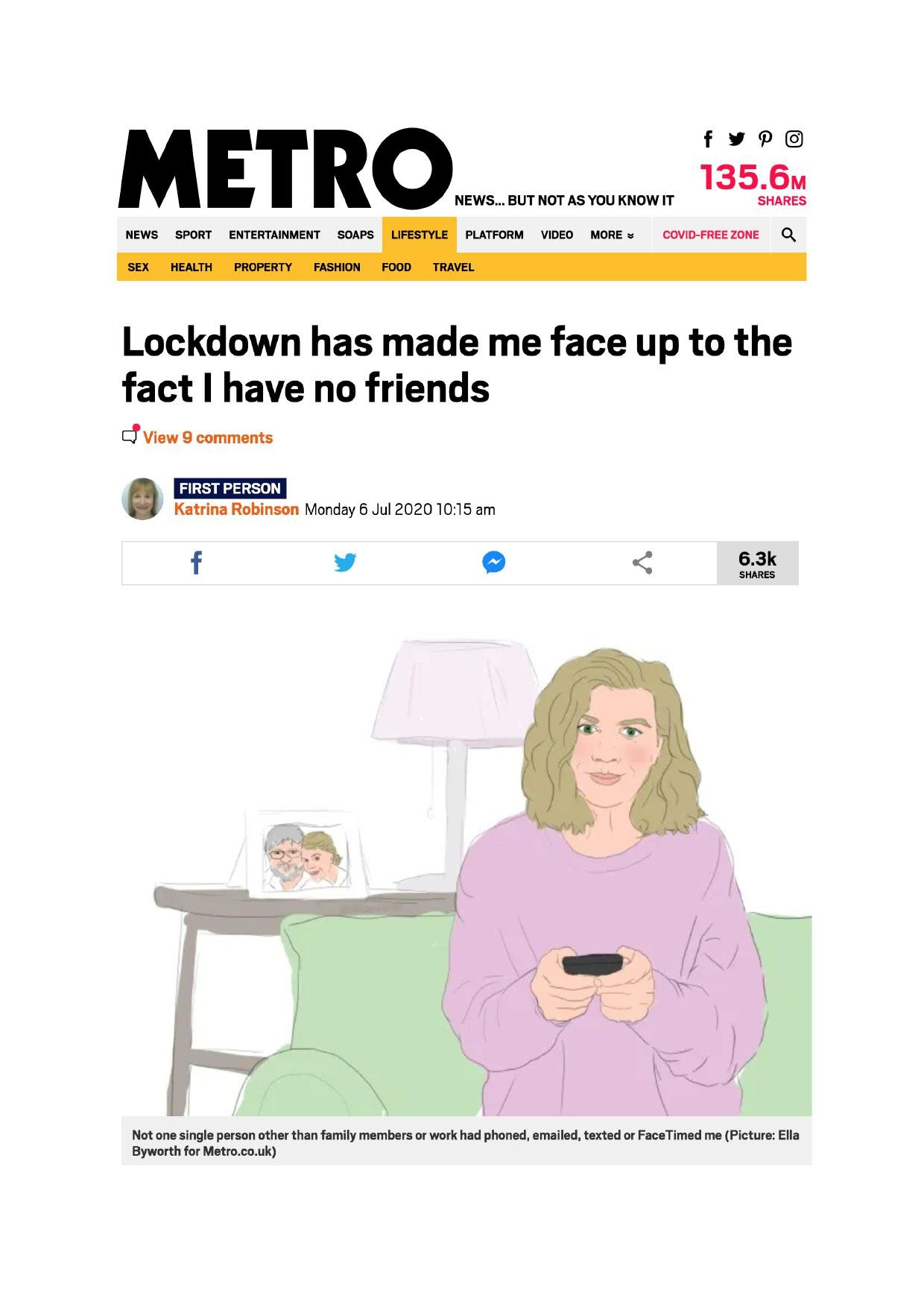 A Metro article headline reads: