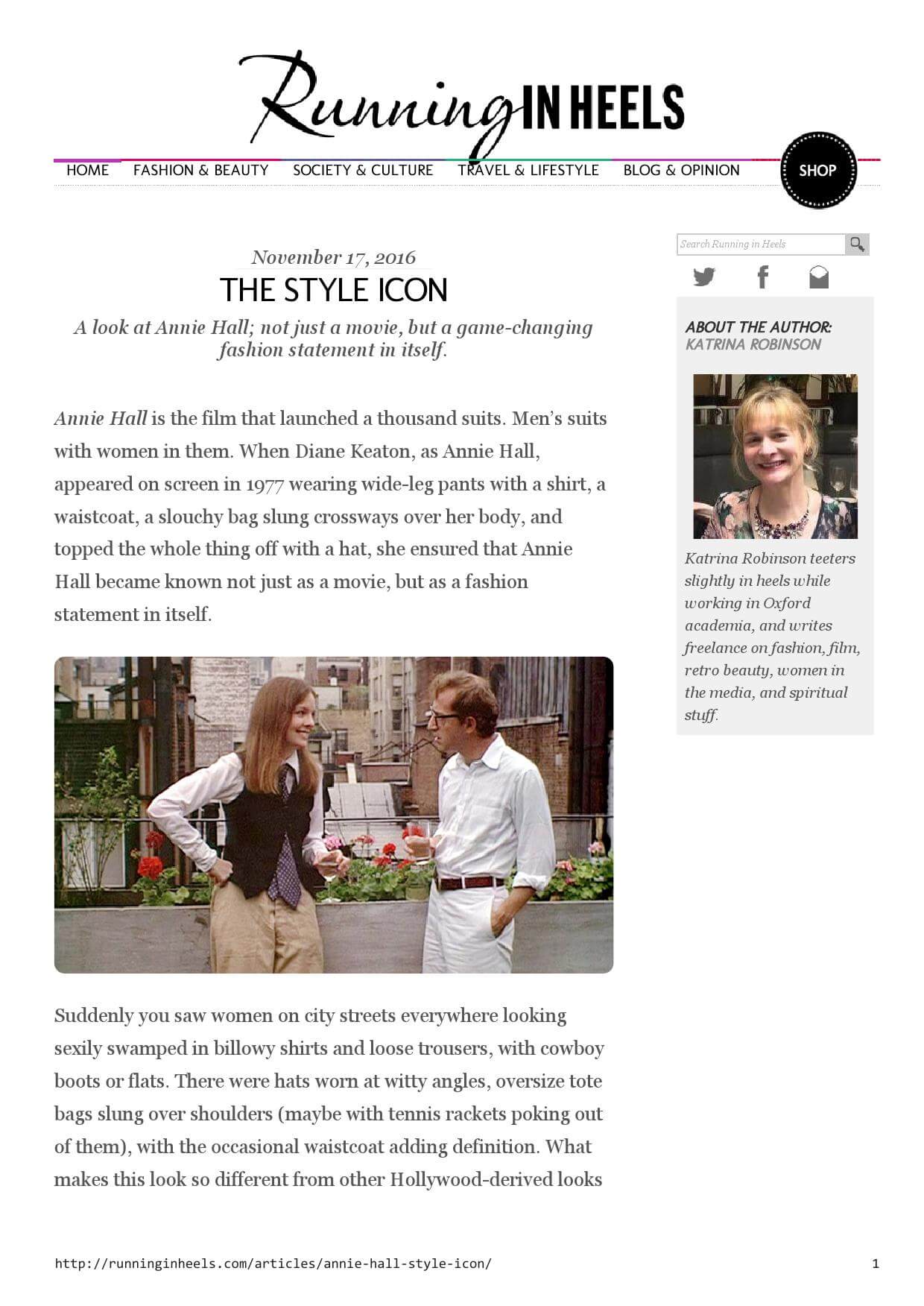 A screenshot of a blog post featuring a scene from the movie Annie Hall with a woman and man talking on a rooftop.