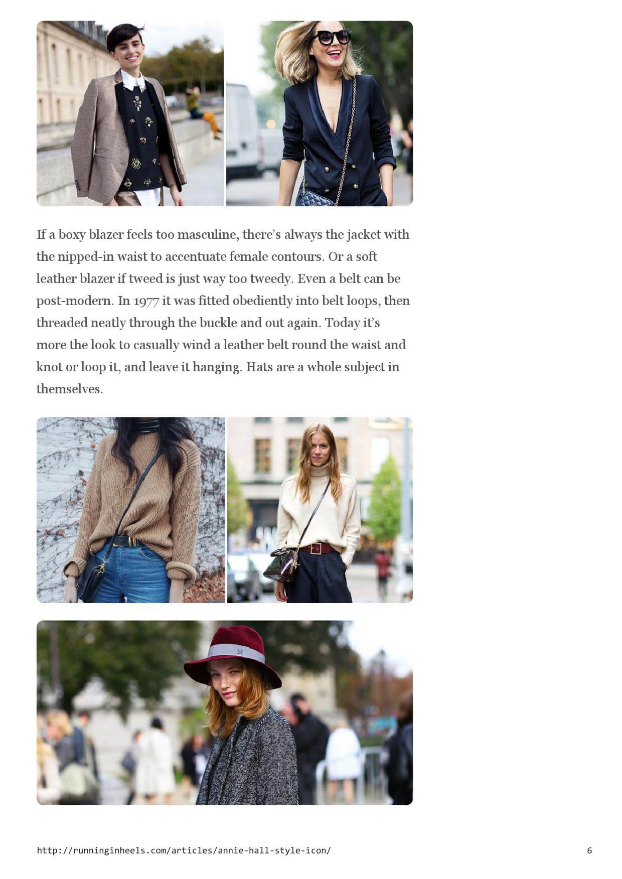 A collection of fashion photos showing people wearing sweaters, jackets, and hats on city streets.