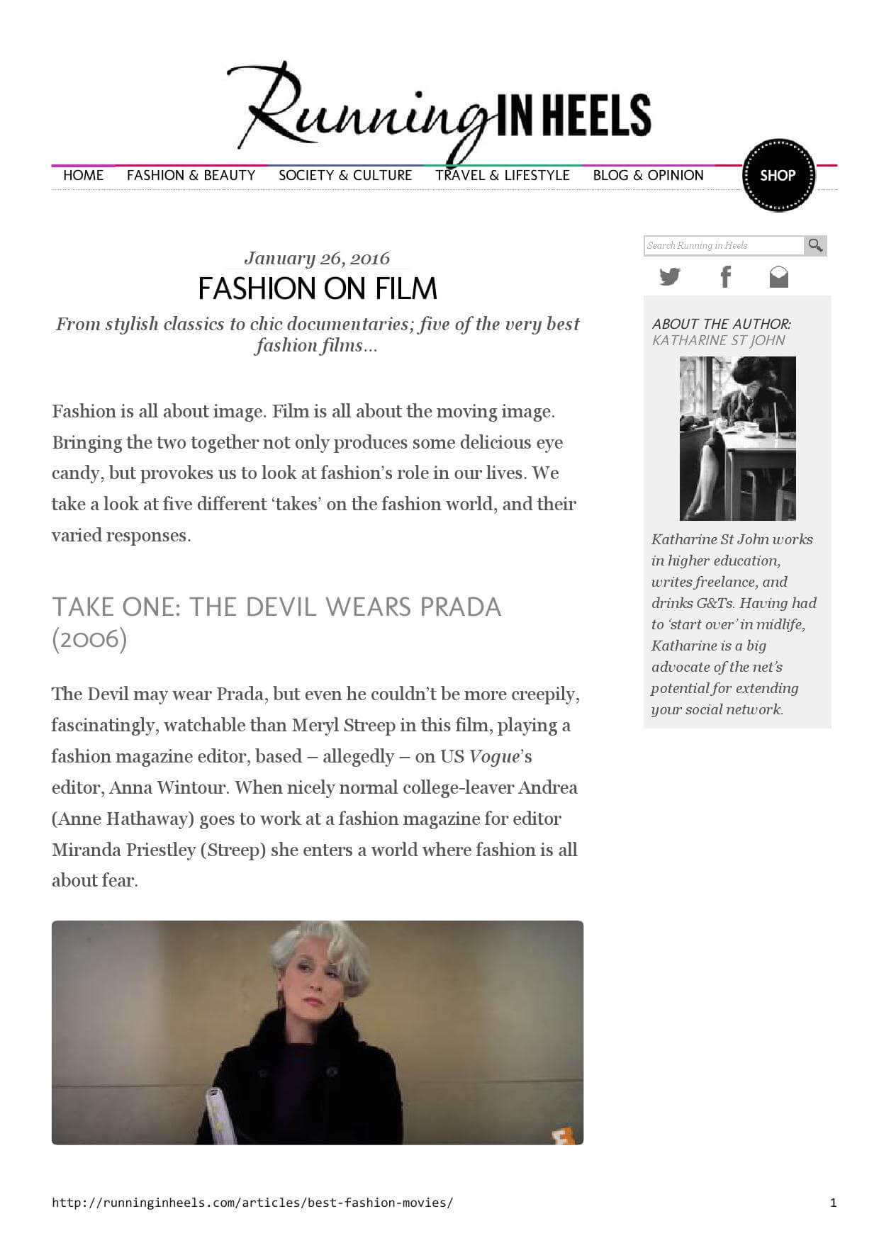 A webpage article titled