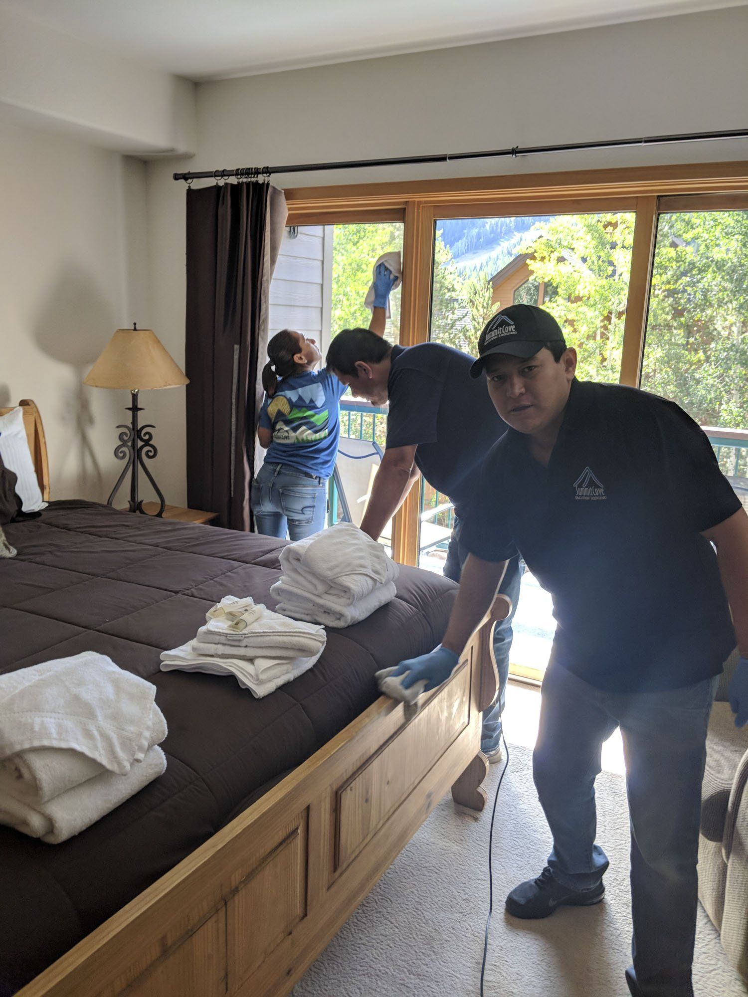crew cleaning room