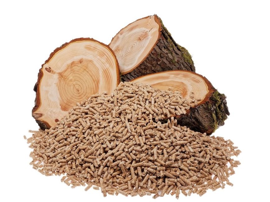 tronchi di legno e pellet