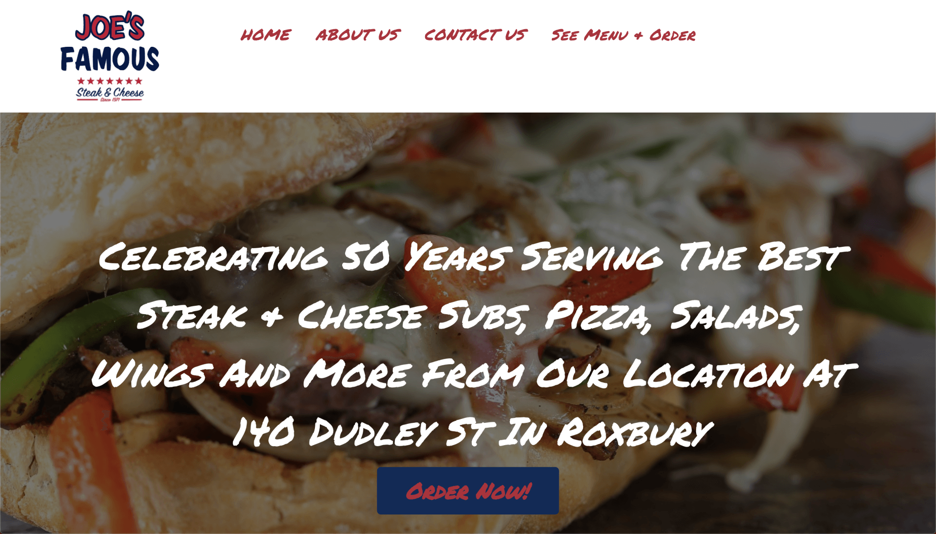 Joe 's famous is celebrating 50 years serving the best steak cheese subs pizza salads wings and more