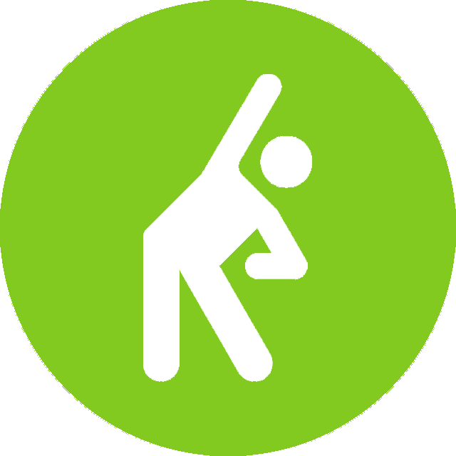 Eine Person macht eine Yoga-Pose in einem grünen Kreis.