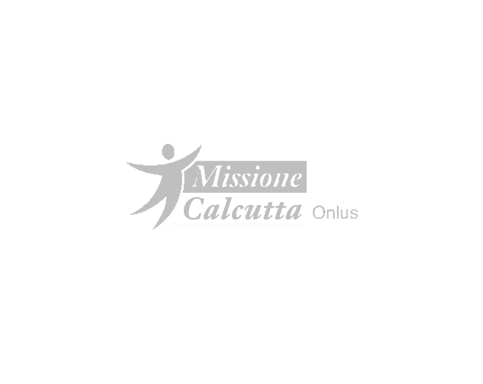 Un logo in bianco e nero per Mission Calcutta onlus su sfondo bianco.