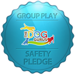Blue badge with text