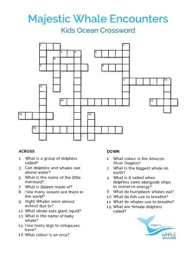 kids ocean crossword