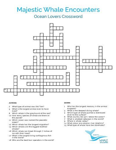 ocean lovers crossword