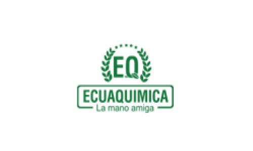 Logotipo de EQ Ecuaquímica en verde con corona de laurel y el eslogan “La mano amiga”