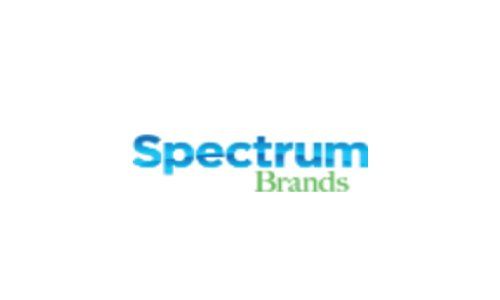 Logotipo de Spectrum Brands en azul y verde sobre fondo blanco.