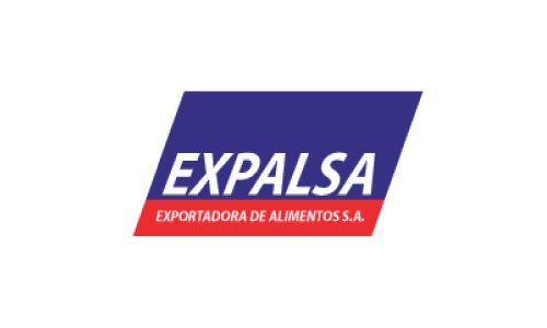 Logotipo EXPALSA en color azul y rojo con texto 