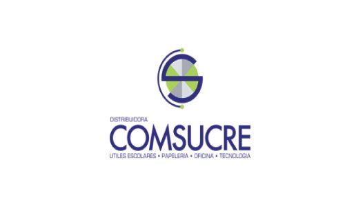 Logotipo de COMSUCRE, con un emblema circular verde y azul sobre fondo blanco.