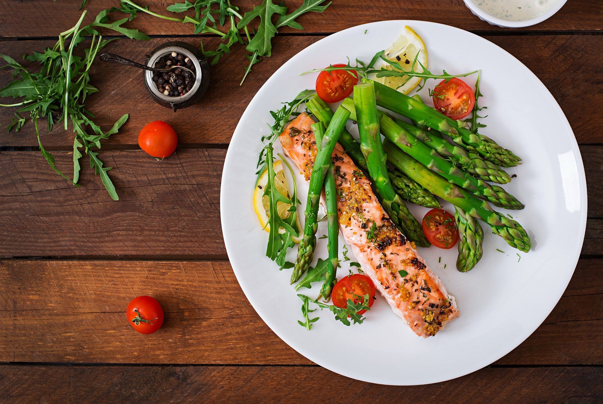 asparagus and fish on a plate