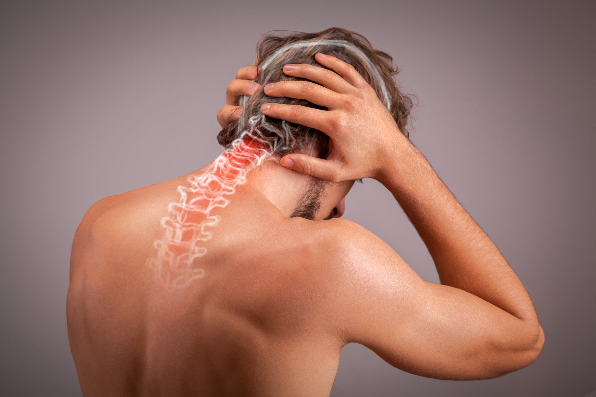 man with neck pain