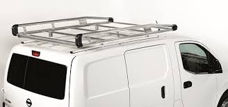 White Truck with a Ladder Rack on the Roof
