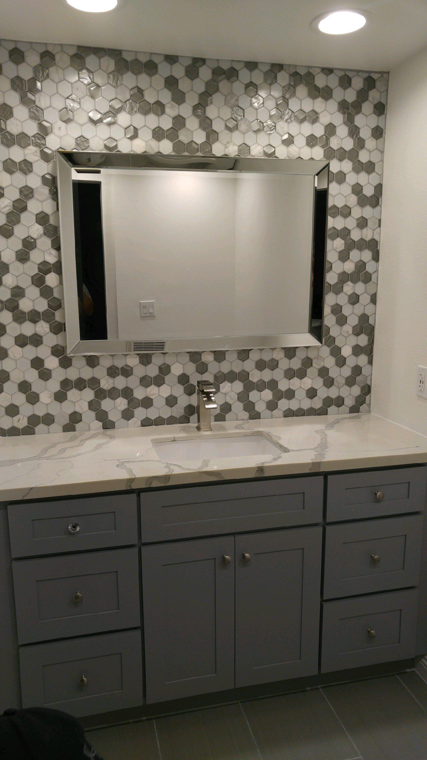 Custom Bathroom — Hexagonal Mosaic Patterned Wall in La Habra, CA