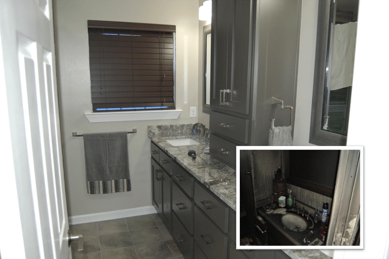 Before & After bathroom fire damage