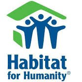 Habitat for Humanity logo with blue figures under a green roofline