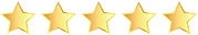 Five gold stars in a row, possibly representing a rating or review.