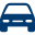 Blue car from the front, with headlights visible.