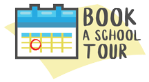 A calendar with the words `` book a school tour '' written on it.