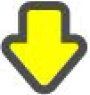 A yellow arrow pointing down on a white background.