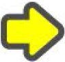 A yellow arrow pointing to the right on a white background.