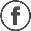 A facebook logo in a circle on a white background.