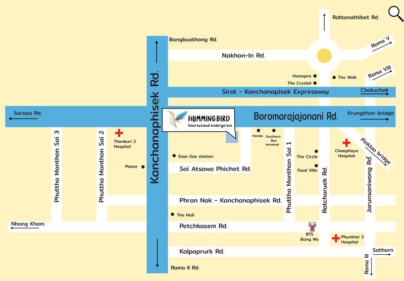 แผนที่แสดงที่ตั้งของอาคาร Innovex Integrated Intelligence ในกรุงเทพมหานคร ประเทศไทย พร้อมถนนและสถานที่สำคัญโดยรอบ