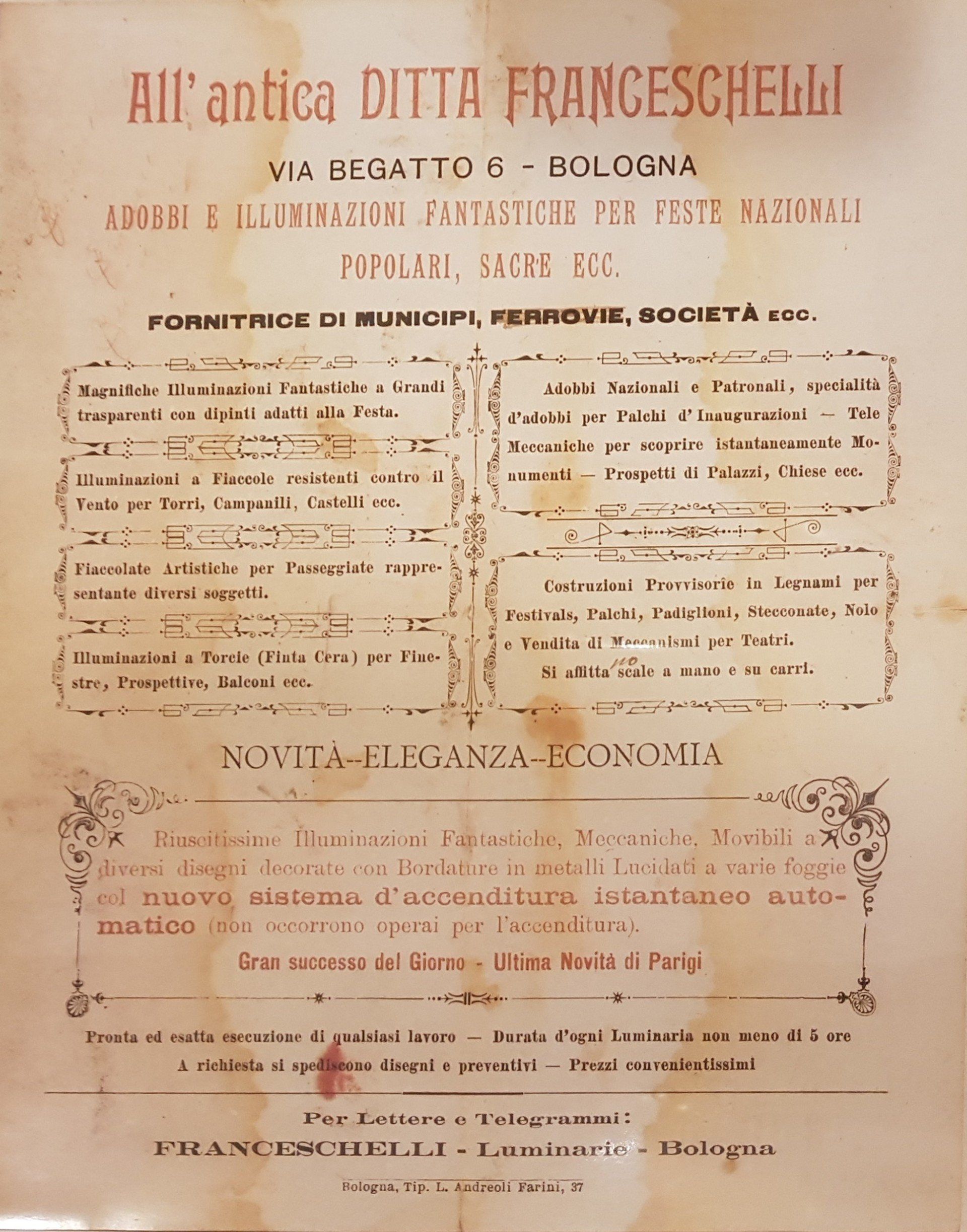 Documento antico di un'agenzia funebre