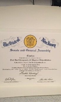 Award from The State of New Jersey Senate and General Assembly Award from The State of New Jersey Senate and General Assembly