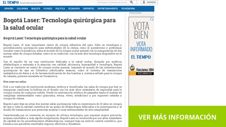 Centro Oftalmológico Gustavo Tamayo Fernández - Artículo El Tiempo
