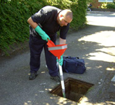 Sewer baiting in progress