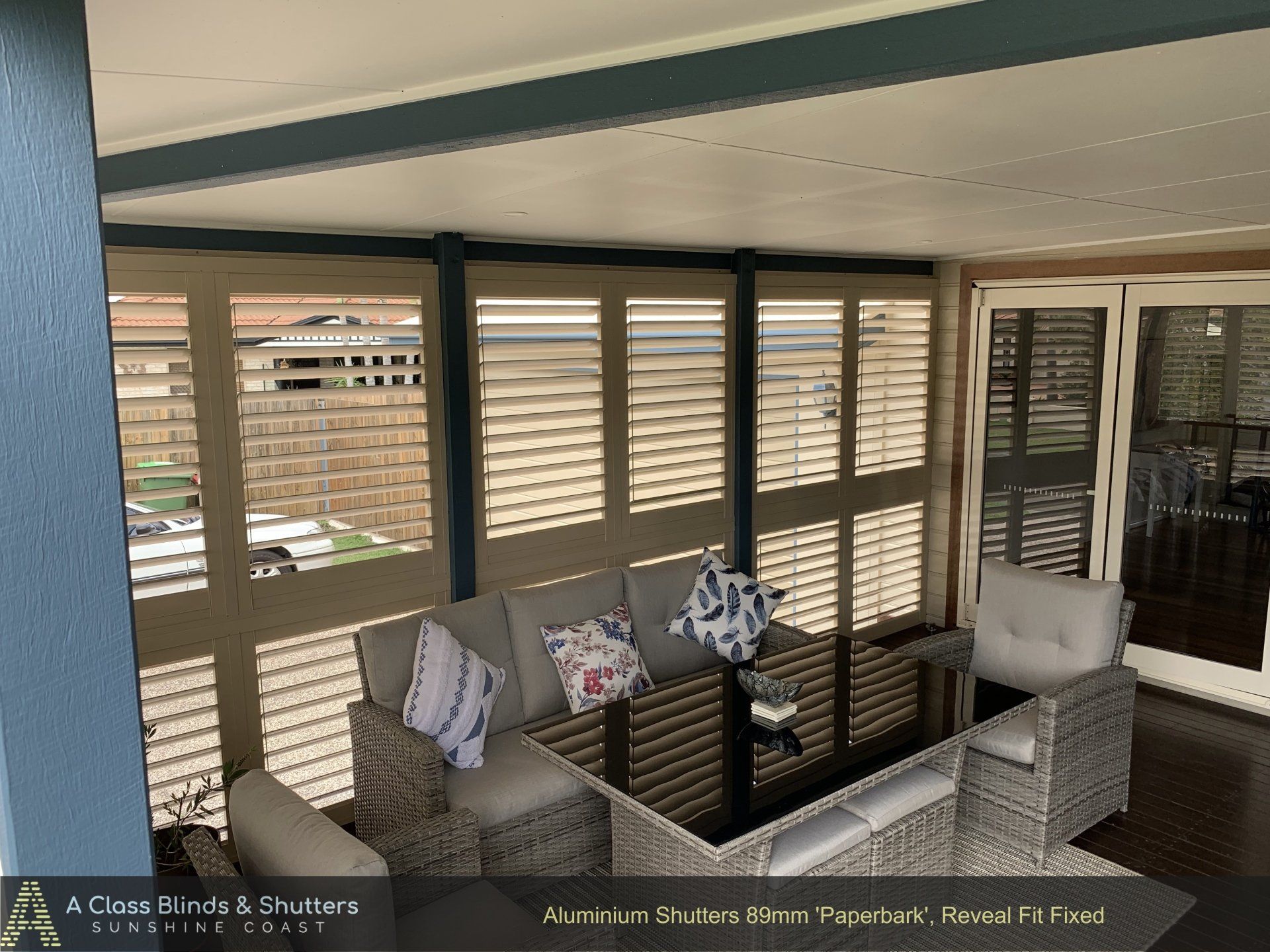 large windows with shutters