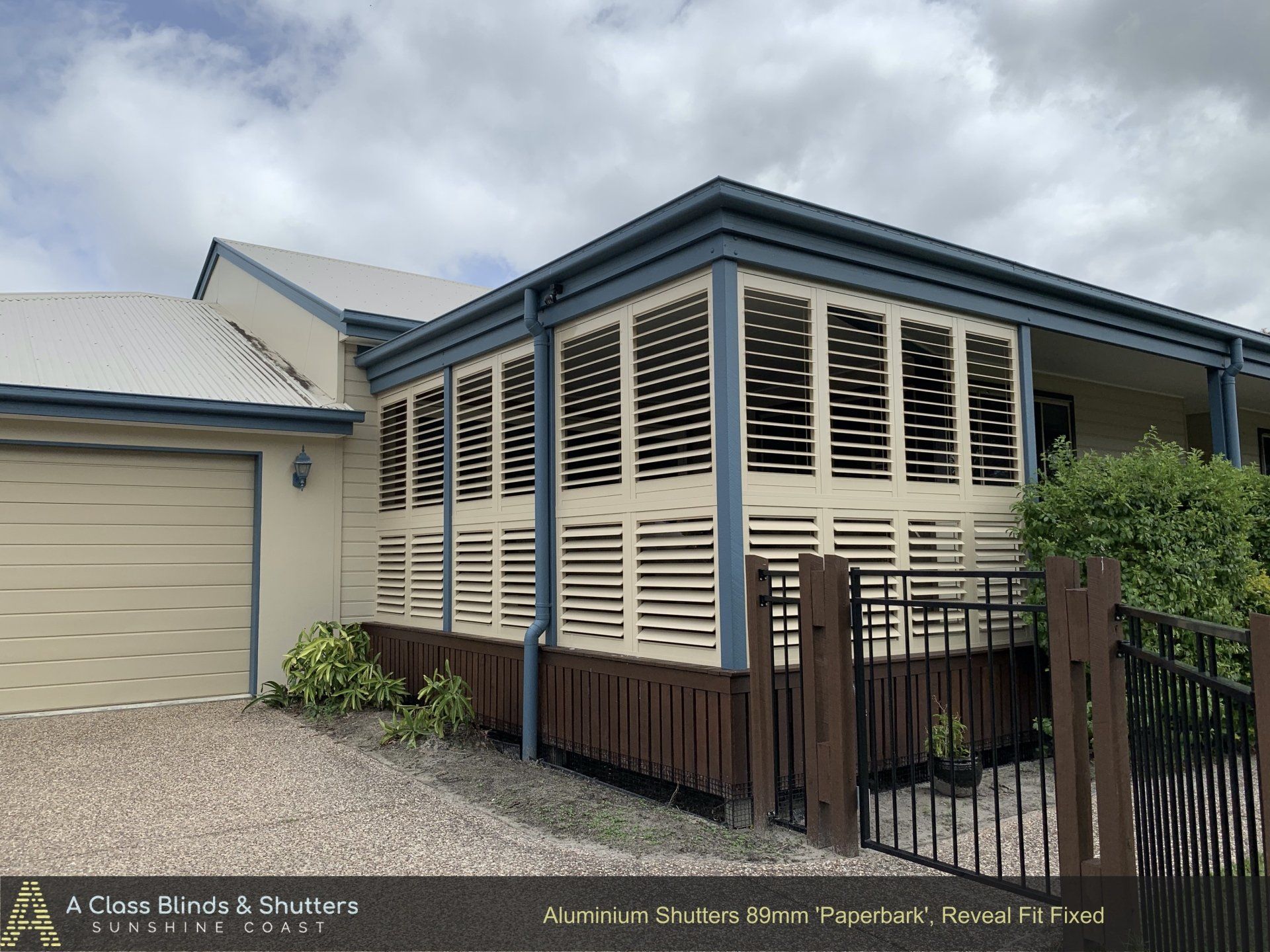 corner of house with aluminium shutters