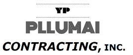 A black and white logo for yp plumai contracting , inc.