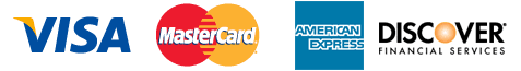 Visa, MasterCard, AMEX and Discover icons