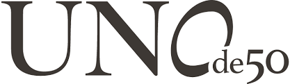 Logo UNC de 50 in marrone scuro, carattere sans-serif.