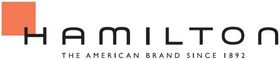 Logo Hamilton con un quadrato arancione bruciato, la scritta