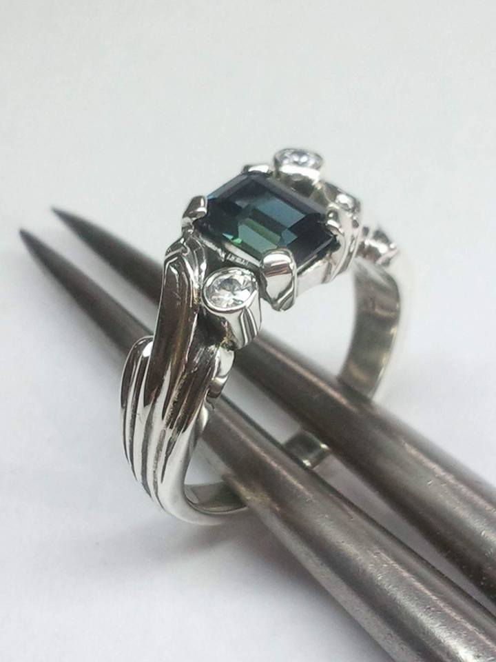 Blue Green Sapphire Engagement Ring — Champaign, IL — Robert's: The Fine Art of Jewelry